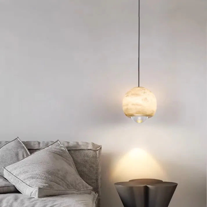 Pendant Lamp: Alabaster Globe, Nordic Marble Design
