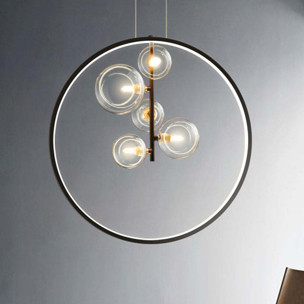Pendant Lights: Nordic Bubble Glass with Ring Detail