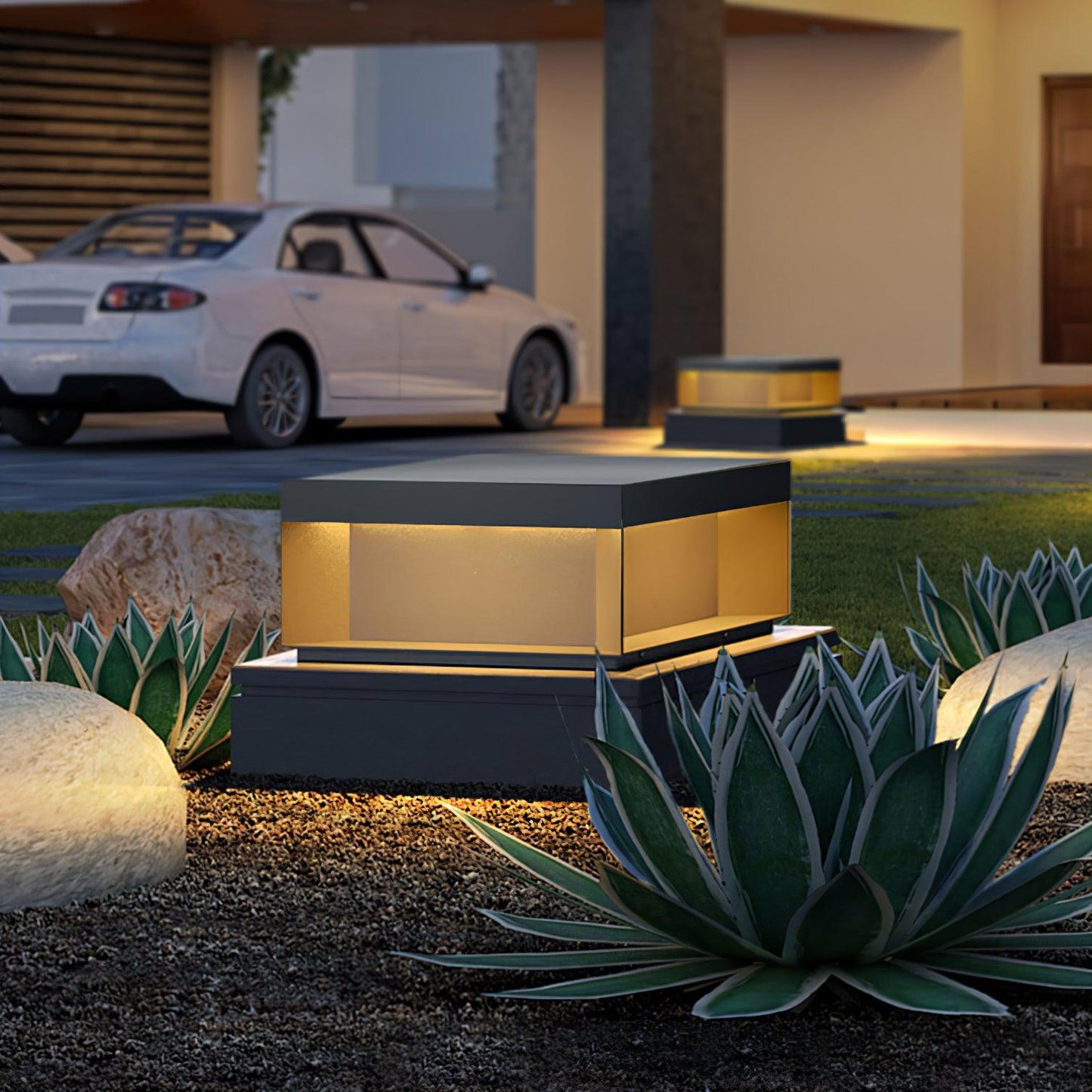 Exterior Post Lantern, Black