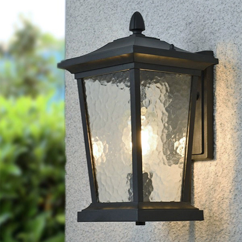 Outdoor Wall Light with Waterproof Glass Shade, Farmhouse Style