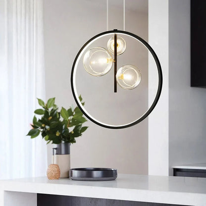 Pendant Lights: Nordic Bubble Glass with Ring Detail