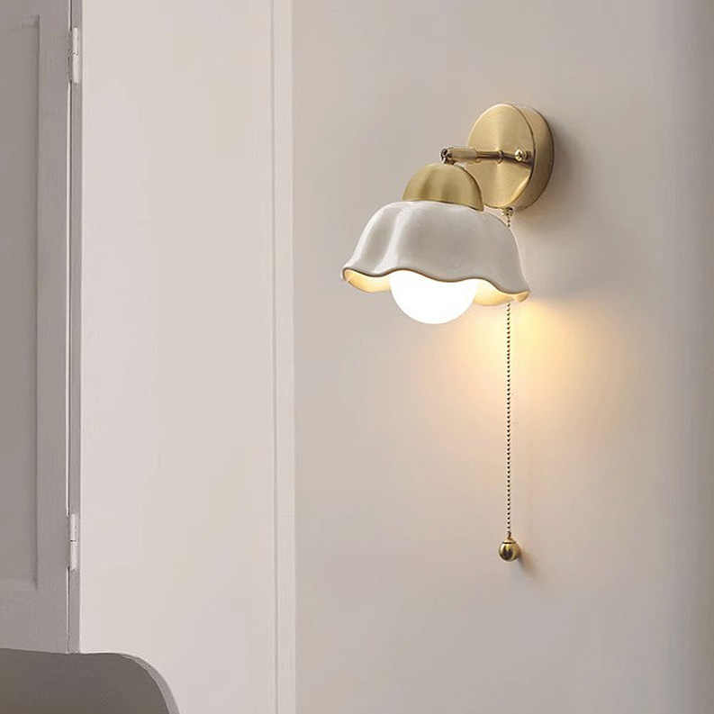 Vintage French White Floral Wall Lamp
 - lampzlondon