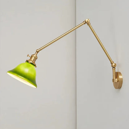Green Glass Vintage Wall-Mounted Swing-Arm Lamp