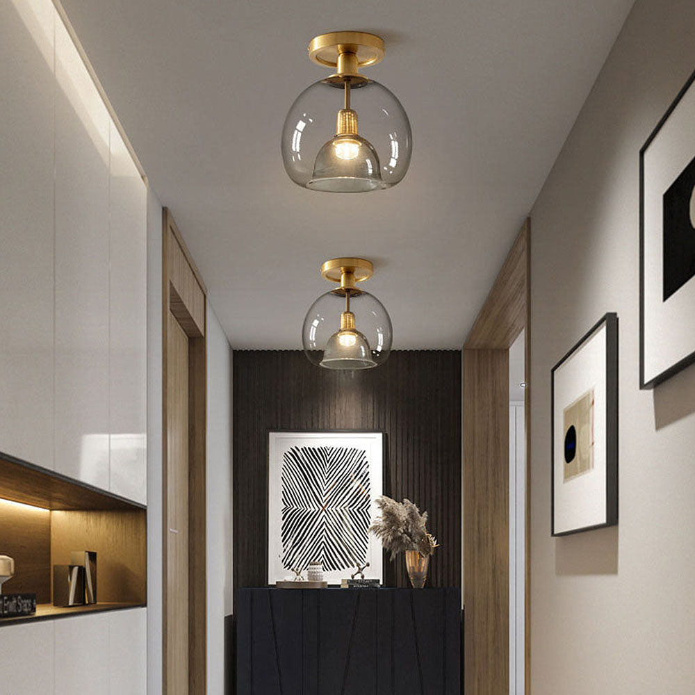 Contemporary Grey Glass Hallway Ceiling Fixture
 - lampzlondon