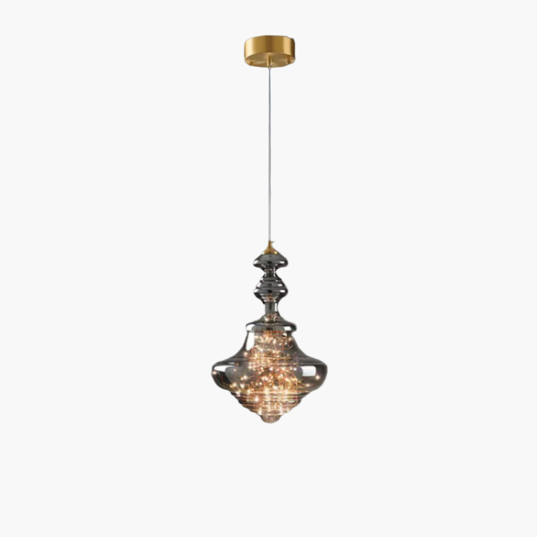 Contemporary Gray Glass Star Pendant Lamp