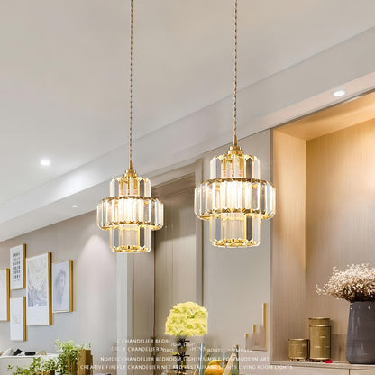 Fernando Crystal Glass Round Tiered Ceiling Pendant