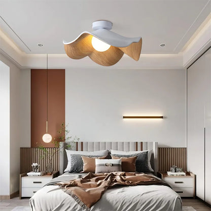 Ceiling Light: Nordic Lotus Design, Wood and Resin