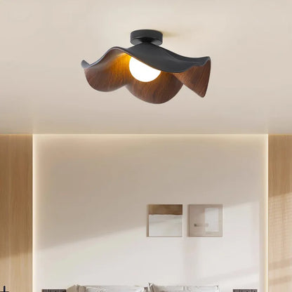 Ceiling Light: Nordic Lotus Design, Wood and Resin