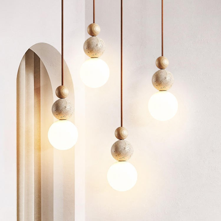 Contemporary Travertine Pendant Light