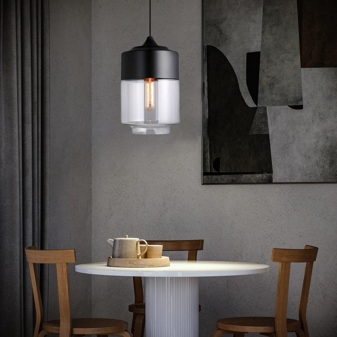 Pendant Lights: Metal & Glass Ceiling Fixture