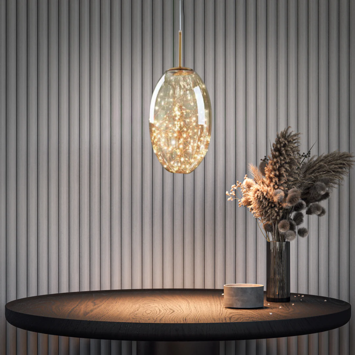 Contemporary Gray Glass Star Pendant Lamp