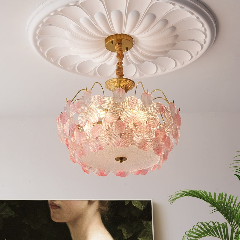 Antique Floral Stained Glass Living Room Chandelier
