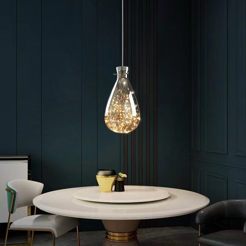 Contemporary Gray Glass Star Pendant Lamp