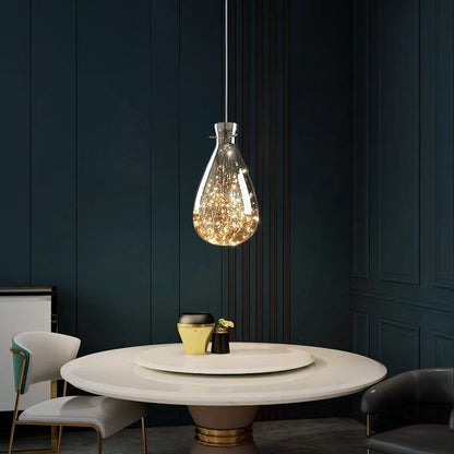 Contemporary Gray Glass Star Pendant Lamp