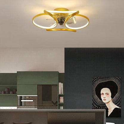 Modern LED Ceiling Fan with Flush Mount and Remote, Flower Design